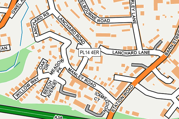 PL14 4ER map - OS OpenMap – Local (Ordnance Survey)