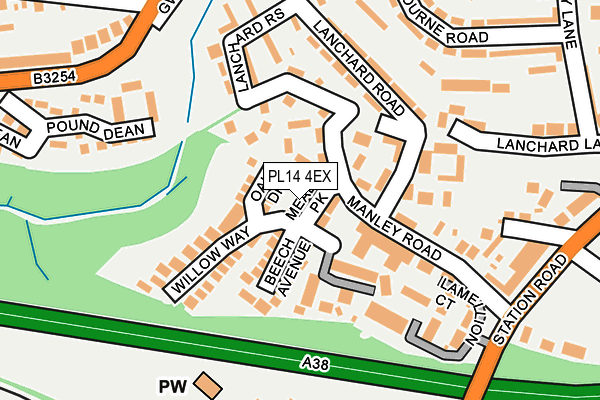 PL14 4EX map - OS OpenMap – Local (Ordnance Survey)