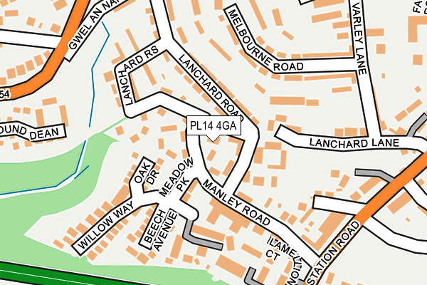 PL14 4GA map - OS OpenMap – Local (Ordnance Survey)