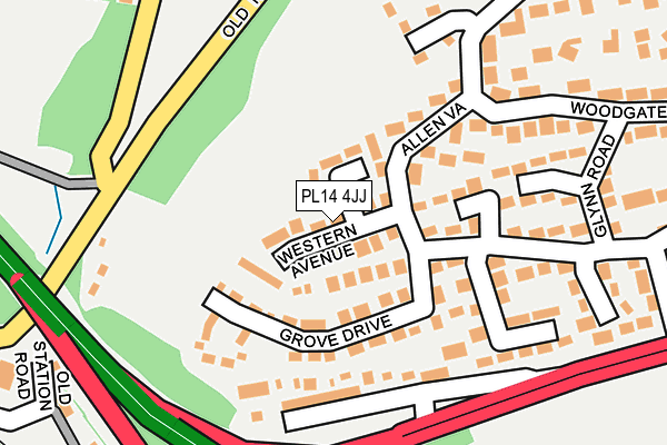 PL14 4JJ map - OS OpenMap – Local (Ordnance Survey)