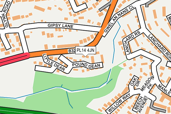 PL14 4JN map - OS OpenMap – Local (Ordnance Survey)