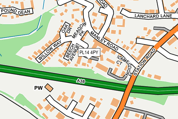 PL14 4PY map - OS OpenMap – Local (Ordnance Survey)