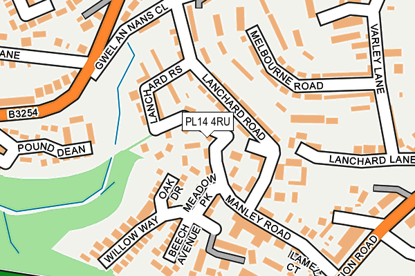 PL14 4RU map - OS OpenMap – Local (Ordnance Survey)