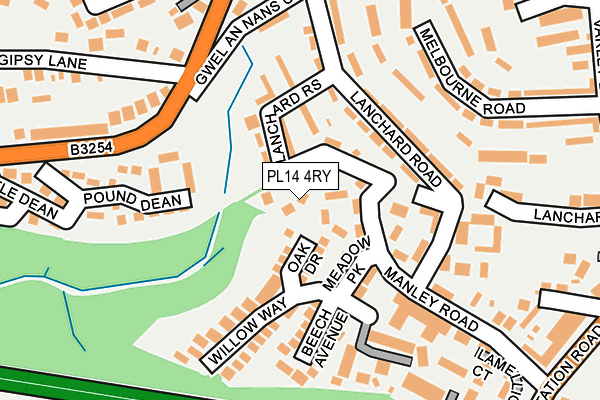 PL14 4RY map - OS OpenMap – Local (Ordnance Survey)