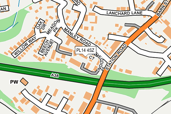 PL14 4SZ map - OS OpenMap – Local (Ordnance Survey)