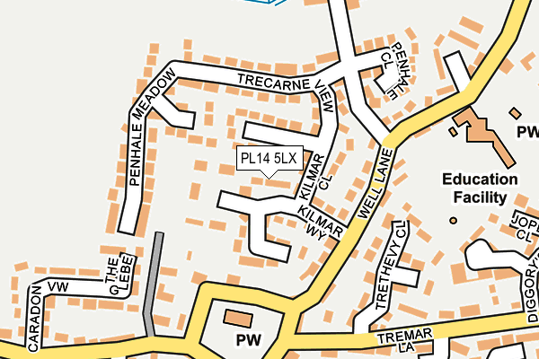 PL14 5LX map - OS OpenMap – Local (Ordnance Survey)