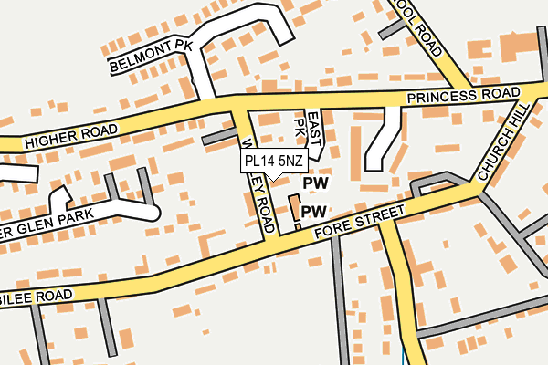 PL14 5NZ map - OS OpenMap – Local (Ordnance Survey)