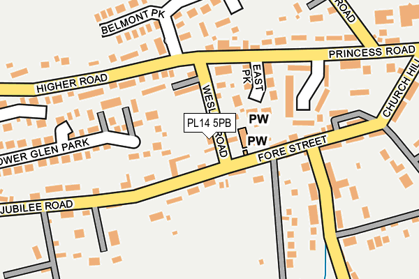 PL14 5PB map - OS OpenMap – Local (Ordnance Survey)