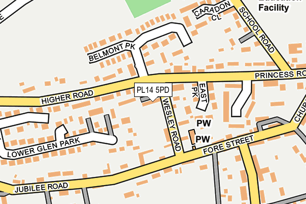 PL14 5PD map - OS OpenMap – Local (Ordnance Survey)