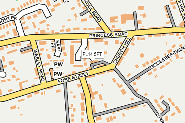 PL14 5PT map - OS OpenMap – Local (Ordnance Survey)