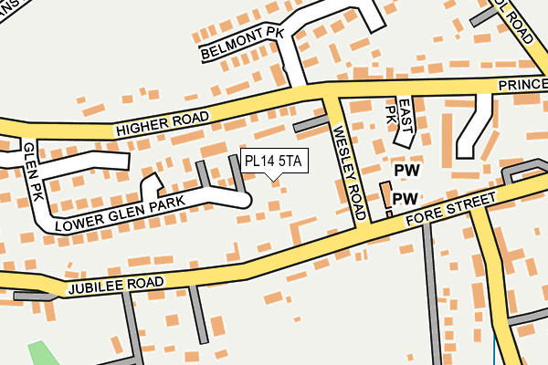 PL14 5TA map - OS OpenMap – Local (Ordnance Survey)