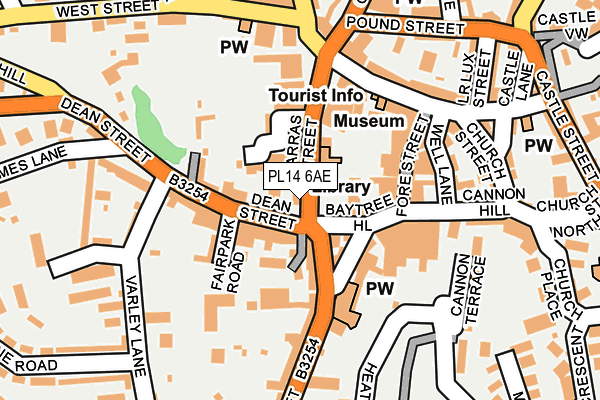 PL14 6AE map - OS OpenMap – Local (Ordnance Survey)