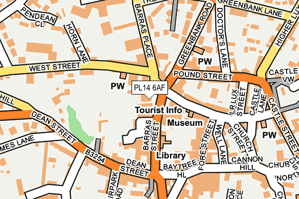 PL14 6AF map - OS OpenMap – Local (Ordnance Survey)