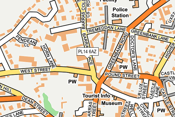 PL14 6AZ map - OS OpenMap – Local (Ordnance Survey)