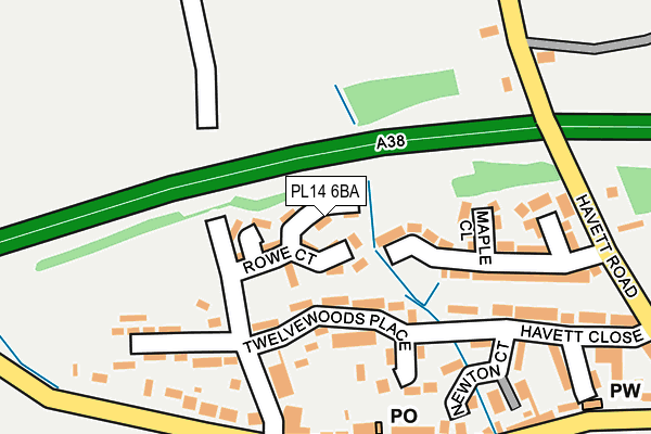 PL14 6BA map - OS OpenMap – Local (Ordnance Survey)