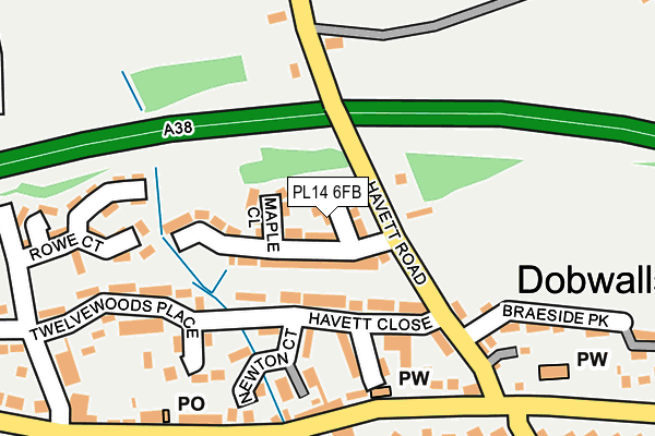 PL14 6FB map - OS OpenMap – Local (Ordnance Survey)