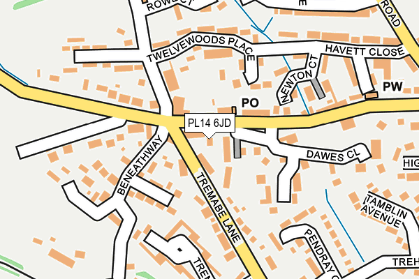 PL14 6JD map - OS OpenMap – Local (Ordnance Survey)