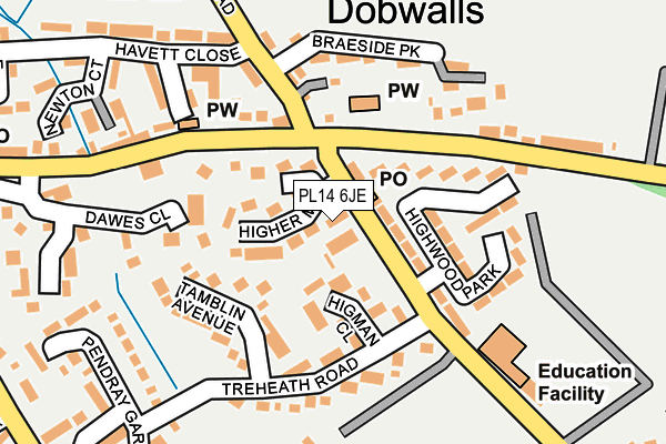 PL14 6JE map - OS OpenMap – Local (Ordnance Survey)