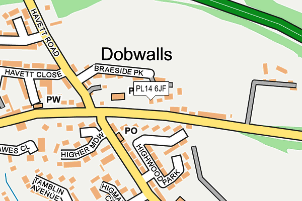 PL14 6JF map - OS OpenMap – Local (Ordnance Survey)