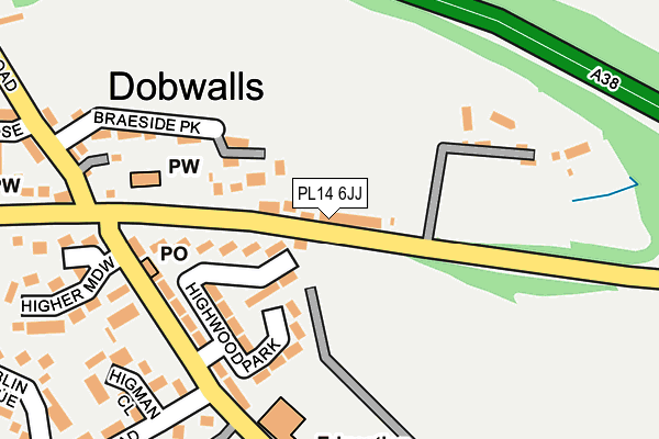 PL14 6JJ map - OS OpenMap – Local (Ordnance Survey)