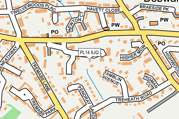 PL14 6JQ map - OS OpenMap – Local (Ordnance Survey)