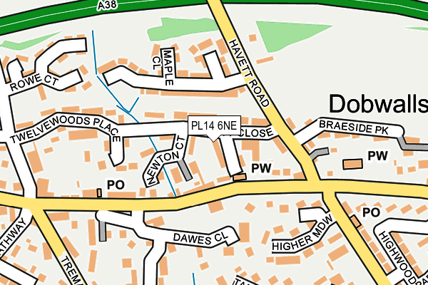 PL14 6NE map - OS OpenMap – Local (Ordnance Survey)