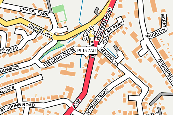 PL15 7AU map - OS OpenMap – Local (Ordnance Survey)