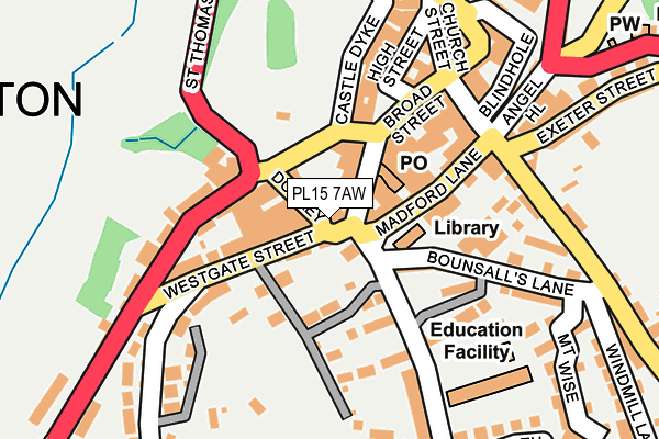PL15 7AW map - OS OpenMap – Local (Ordnance Survey)