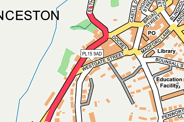 PL15 9AD map - OS OpenMap – Local (Ordnance Survey)