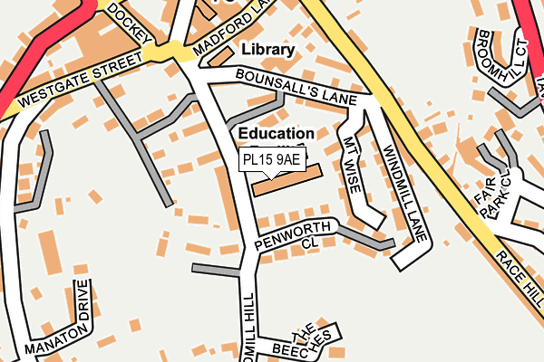PL15 9AE map - OS OpenMap – Local (Ordnance Survey)