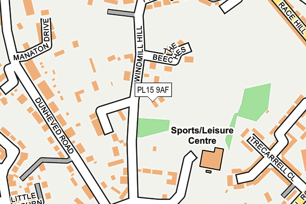 PL15 9AF map - OS OpenMap – Local (Ordnance Survey)