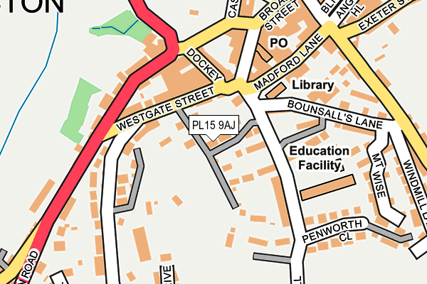 PL15 9AJ map - OS OpenMap – Local (Ordnance Survey)