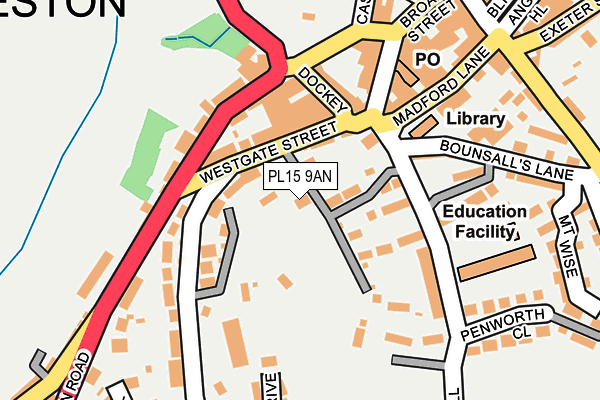 PL15 9AN map - OS OpenMap – Local (Ordnance Survey)