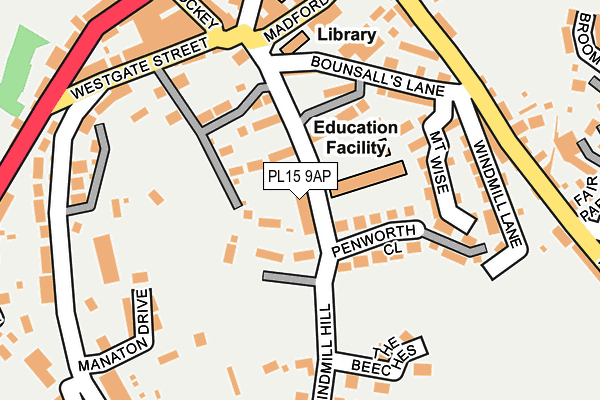 PL15 9AP map - OS OpenMap – Local (Ordnance Survey)