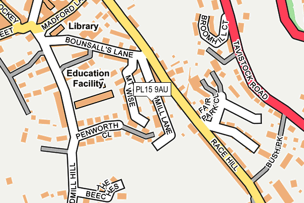 PL15 9AU map - OS OpenMap – Local (Ordnance Survey)