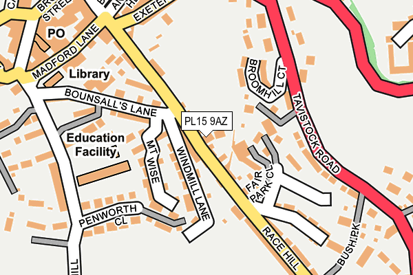 PL15 9AZ map - OS OpenMap – Local (Ordnance Survey)