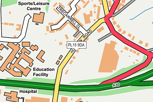 PL15 9DA map - OS OpenMap – Local (Ordnance Survey)