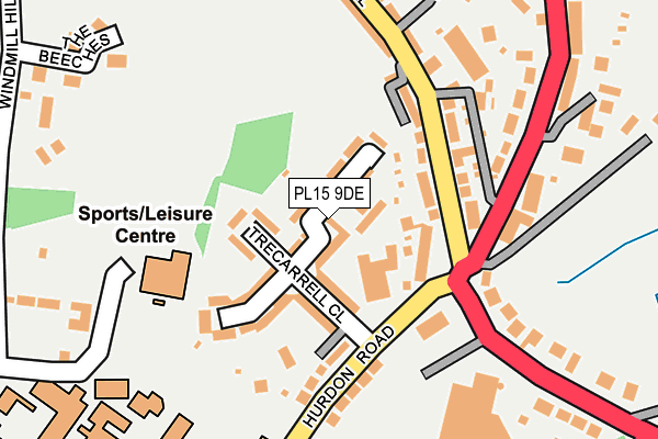 PL15 9DE map - OS OpenMap – Local (Ordnance Survey)