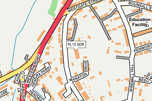 PL15 9DR map - OS OpenMap – Local (Ordnance Survey)