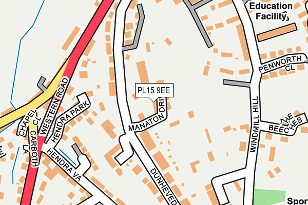 PL15 9EE map - OS OpenMap – Local (Ordnance Survey)