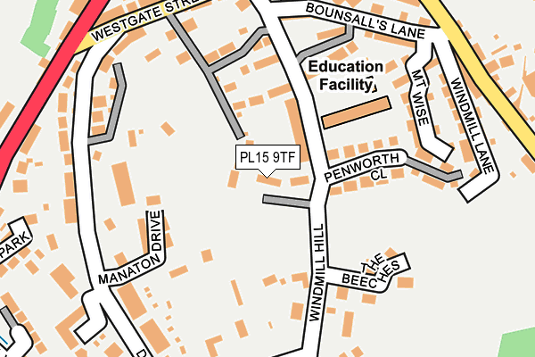 PL15 9TF map - OS OpenMap – Local (Ordnance Survey)