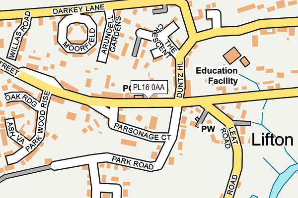 PL16 0AA map - OS OpenMap – Local (Ordnance Survey)