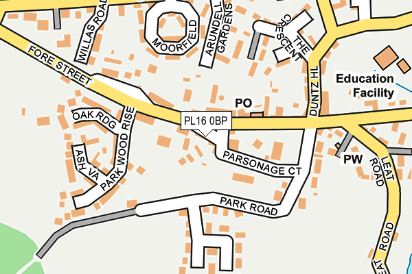 PL16 0BP map - OS OpenMap – Local (Ordnance Survey)