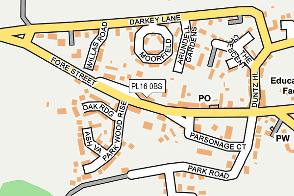 PL16 0BS map - OS OpenMap – Local (Ordnance Survey)