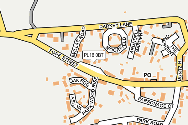 PL16 0BT map - OS OpenMap – Local (Ordnance Survey)