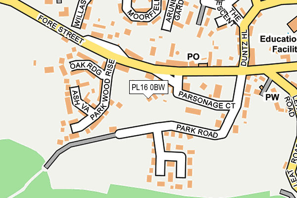 PL16 0BW map - OS OpenMap – Local (Ordnance Survey)