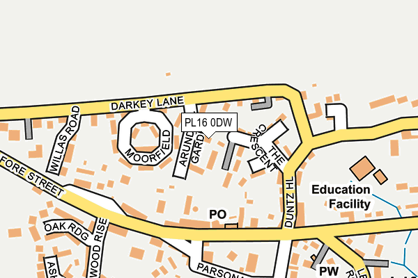 PL16 0DW map - OS OpenMap – Local (Ordnance Survey)