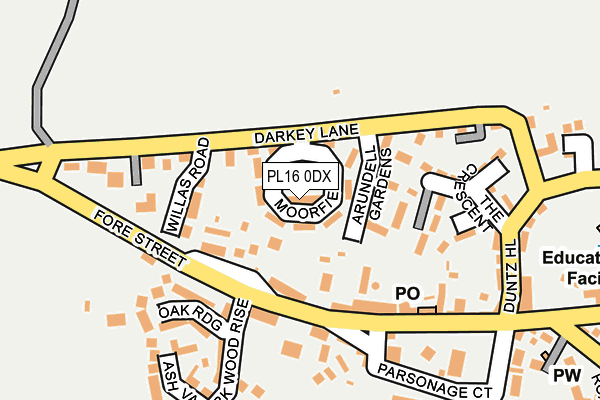 PL16 0DX map - OS OpenMap – Local (Ordnance Survey)
