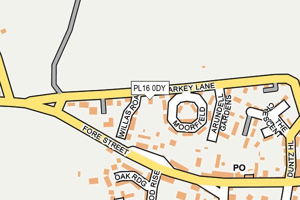 PL16 0DY map - OS OpenMap – Local (Ordnance Survey)