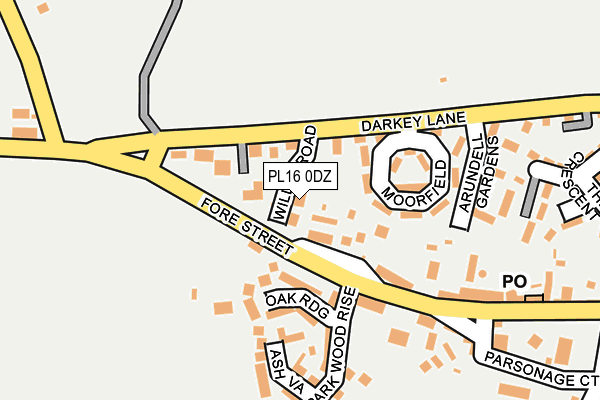 PL16 0DZ map - OS OpenMap – Local (Ordnance Survey)